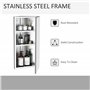 HOMCOM Armoire Miroir Salle de Bain Armoire de Toilette Murale Meuble d'angle 2 étagères dim. 30L x 18,4l x 60H cm Acier INOX.