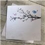 White Cotton Cards Petite Carte Vierge « Birds in Tree » Faite à la Main