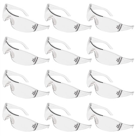 Kurtzy Lot 12 Lunettes de Sécurité - Verres Transparents & Pont-de-Nez Caoutchouc - Tenue Sécurisée - Lunette Anti-Rayures - Équ