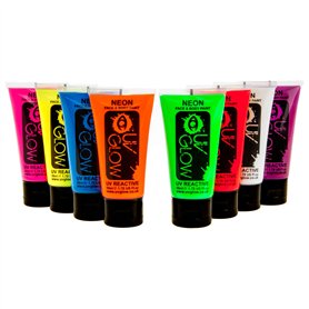 UV Glow Lot de 8 grand 50ml tubes de peinture fluorescente pour le visage et le corps 8 x 50 ml