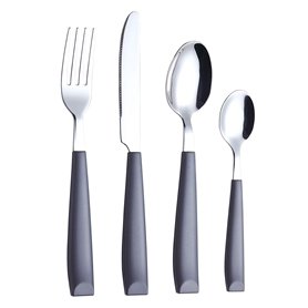 Exzact Couverts en Inox 16 Pièces - Ménagères avec des poignées en plastique de couleur vibrante - Confortable à Tenir - 4 x Fou