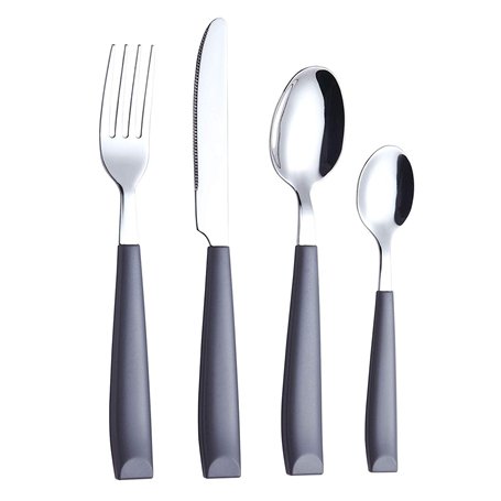 Exzact Couverts en Inox 16 Pièces - Ménagères avec des poignées en plastique de couleur vibrante - Confortable à Tenir - 4 x Fou