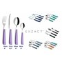 Exzact Couverts en Inox 16 Pièces - Ménagères avec des poignées en plastique de couleur vibrante - Confortable à Tenir - 4 x Fou