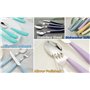 Exzact Couverts en Inox 16 Pièces - Ménagères avec des poignées en plastique de couleur vibrante - Confortable à Tenir - 4 x Fou