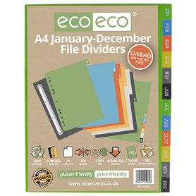 eco-eco Intercalaires A4 50% recyclés janvier à décembre