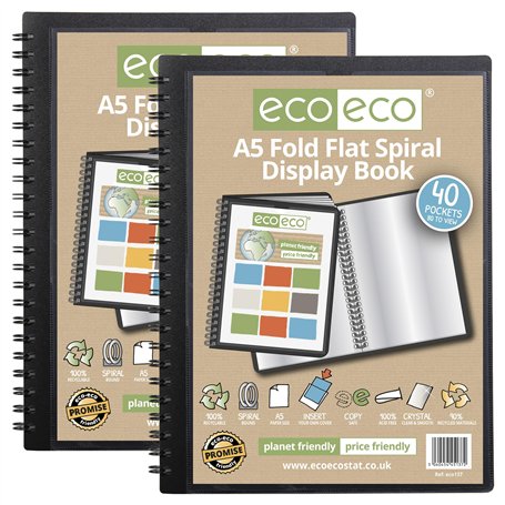 eco-eco Eco137x2 Lot de 2 protège-documents A5 50% recyclés 40 pochettes à spirales