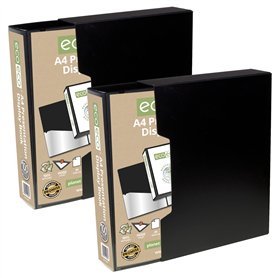 eco-eco Eco067x2 Lot de 2 porte-vues 100 pochettes en plastique Noir Format A4 50% recyclé