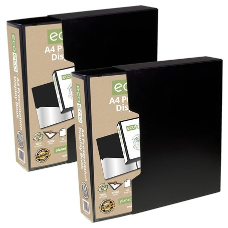 eco-eco Eco067x2 Lot de 2 porte-vues 100 pochettes en plastique Noir Format A4 50% recyclé