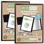 eco-eco Lot de 2 porte-vues A4 50% recyclé 40 pochettes noires avec pochettes en plastique