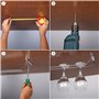BELLE VOUS Lot de 4 Porte Verres Suspendu en Acier Chromé avec Vis et Chevilles - Support Verre a Pied Suspendu de 34 x 11 cm - 