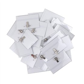 Belle Vous Lot de 50 Porte Badge Plastique Horizontal à Pince - 90 x 56 mm - Badge Infirmiere