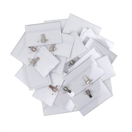 Belle Vous Lot de 50 Porte Badge Plastique Horizontal à Pince - 90 x 56 mm - Badge Infirmiere