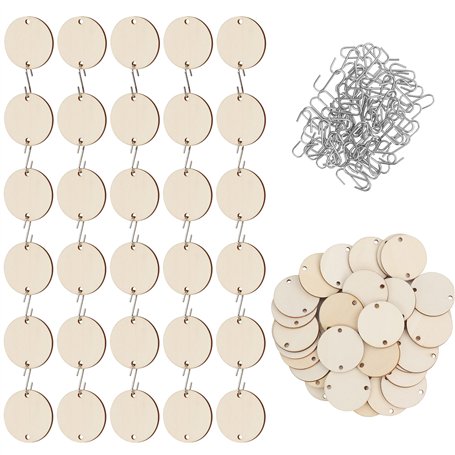 Belle Vous Lot de 100 Rondin de Bois Deco Brut avec Crochets en S - 3