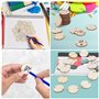 Belle Vous Lot de 100 Rondin de Bois Deco Brut avec Crochets en S - 3,4 cm - 2,5 mm Cercle Bois Naturel Pré-Percé - Bricolage, T