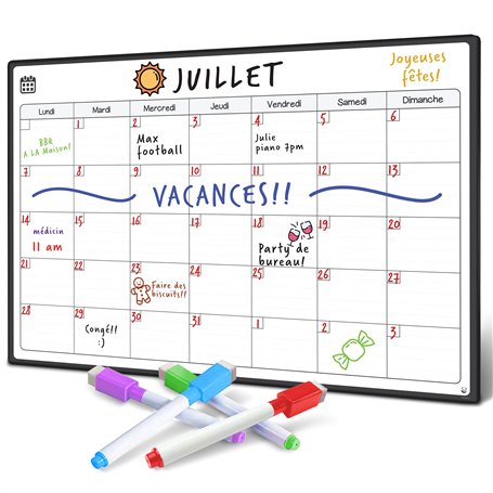 Smart Panda A3 Calendrier Magnétique Pour Frigo - Planifier Les Repas Familiaux