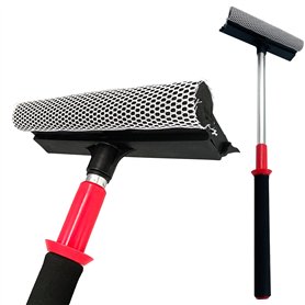 Raclette télescopique 2 en 1 avec lame de raclette durable et éponge – Kit de nettoyage de vitres parfait pour une utilisation c