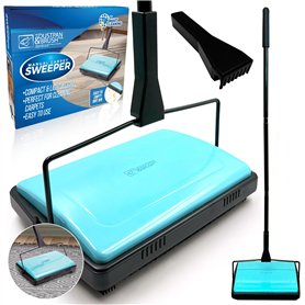 Balayeuse manuelle sans fil pivotante sans fil légère avec brosse en crin de cheval avec peigne de nettoyage – Parfait pour nett