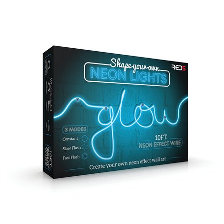RED5 Lumière de chaîne Néon Bleu Modulable - Intérieur - 3 mètres - 6 watts - 3 modes d'éclairage - Alimenté par pile (2 AA non