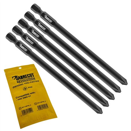 5 x SabreCut SC116PH2_5 116 mm PH2 Compatible avec Hilti SMD 57 SMD57 116/4 1/2 Autofeed Assemblé Tournevis pour cloisons sèches