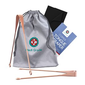 Medi Grade [2pc] Gratte Langue en Cuivre - Brosse a Langue Antibactérienne - Prévient l'Halitose et la Mauvaise Haleine- Élimine