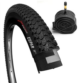 Fincci Set Pneu 26 x 2.125 Pouces 57-559 Pliable Cupar Pneu VTT 26 avec Chambre à Air de Valve Schrader pour Montagne Hybrid Vel