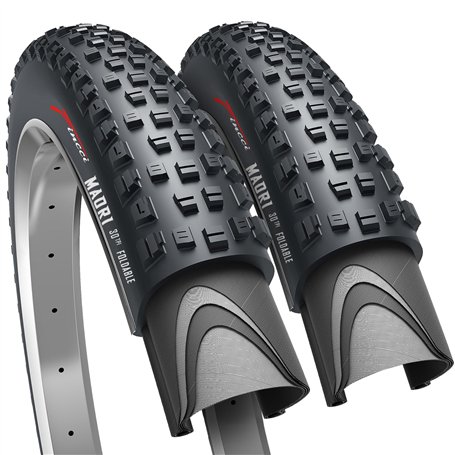 Fincci Paire Pneus VTT 27.5 x 2.35 Pouces 60-584 Pliable Pneu Velo Maori pour VTC Montagne Fuoristrada Vélo Bicyclette avec 27.5