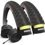 Fincci Gravel Pneus 700 x 38c avec 2X Chambre a Air Presta 40-622 - Paire Pliable Tire 28 x 1.5 Pouces avec Protection Anti Crev