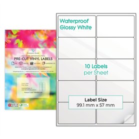 Evergreen Goods 10 Feuilles A4 En Vinyle (PVC) Multi-Usages Blanc Brillant Prédécoupé éTiquettes Autocollantes | Imperméables St