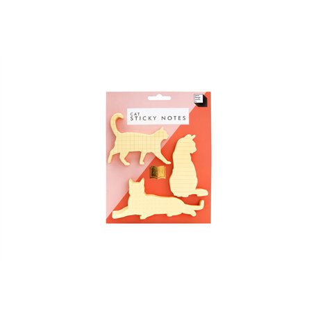 Good Design Works Notes autocollantes en forme de chat | Comprend 3 motifs distincts | Blocs de notes adhésifs en forme de chat