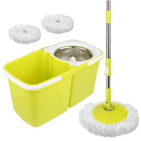ARSUK serpillères et seaux - 2 séparés empilables seaux avec 2 têtes de balai en microfibre | poignée télescopique rotative à 36