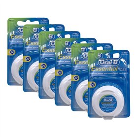 Essential Lot de 6 fils dentaires cirés Menthe 50 m