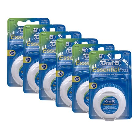 Essential Lot de 6 fils dentaires cirés Menthe 50 m