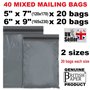 BRITISHPAPER Lot de 40 sacs postaux gris avec fermeture autocollante - 2 tailles - 20 de chaque petit à moyen - Assortiment de s