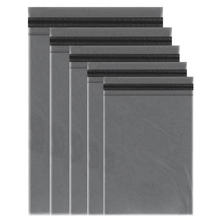 BRITISHPAPER Lot de 50 sacs postaux gris avec fermeture autocollante pour colis - 5 tailles et 10 de chaque petit au XL - Assort