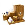 Lot de 6 accessoires de toilette en bambou pour salle de bain avec distributeur de savon