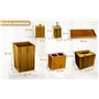Lot de 6 accessoires de toilette en bambou pour salle de bain avec distributeur de savon, porte-savon et brosse à dents