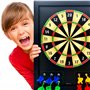 Cible de Fléchettes Magnétique Grande et Sûre (Cadre en Bois) pour Enfants et Adultes - Jeu Amusant pour 4 Joueurs - Avec 12 Flé