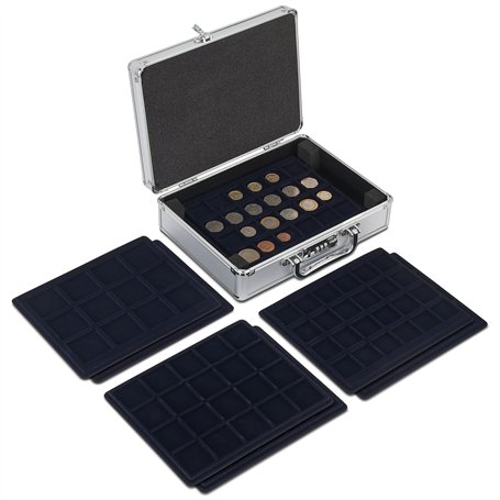MATANA Mallette Numismatique en Aluminium avec 6 Tableaux (Tailles de Pièces 48mm