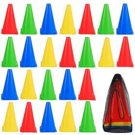 BRAMBLE Pack de 24 Petits Cônes de Signalisation 18 cm | Couleurs Variées | Parfait pour Les Fêtes et l'Entraînement