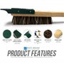 Brosse à bottes avec grattoir - Brosse à chaussures de 33,5 cm de long - Poils rigides avec grattoir de coffre intégré pour enle
