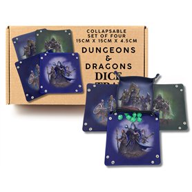 Lot de 4 plateaux à dés DnD de personnages fantastiques – Plateau à dés pliable – Plateaux à dés D&D – Plateau à dés Donjons et
