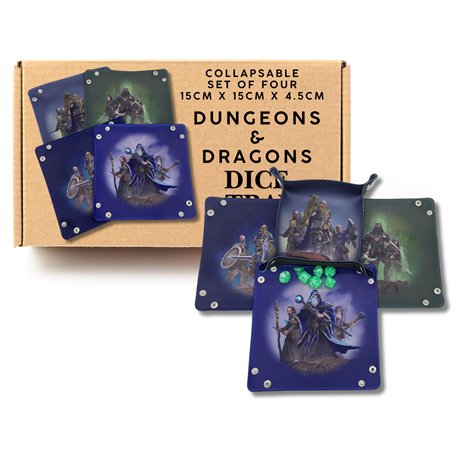 Lot de 4 plateaux à dés DnD de personnages fantastiques – Plateau à dés pliable – Plateaux à dés D&D – Plateau à dés Donjons et