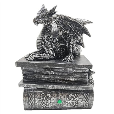 G&H Decor - Boîte à bijoux Dragon de 21 cm - Statue de dragon avec compartiment secret - Figurine fantaisie - Boîte à bijoux got