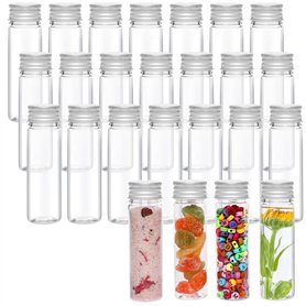 Kurtzy Tubes à Essai Plastique Transparent avec Capuchon à Vis et Brosse de Nettoyage (25Pcs) -Eprouvettes Réutilisables Transpa