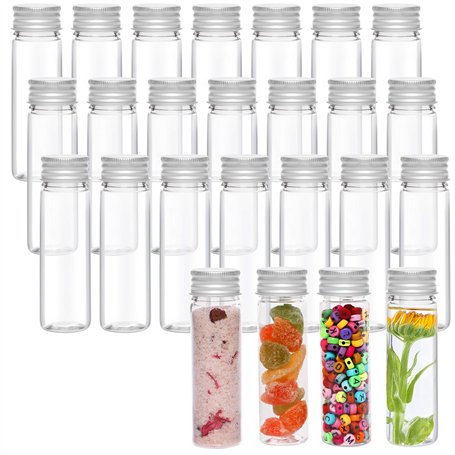 Kurtzy Tubes à Essai Plastique Transparent avec Capuchon à Vis et Brosse de Nettoyage (25Pcs) -Eprouvettes Réutilisables Transpa