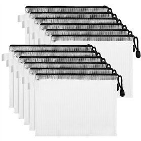 Belle Vous Pochette Plastique Zip Transparentes (Lot de 12) - Pochette Zip A4 - Pochette Plastique Étanche Multi-Usages pour Voy
