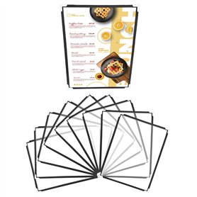 Belle Vous Protege Menu A4 (10 Pcs) - Porte Menu Restaurant 1 Page Double Face Style Américain - Pochette Menu Noires avec Coins