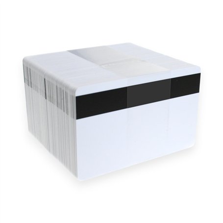 Lot de 100 cartes vierges blanches en PVC de qualité supérieure avec une bande Hi-Co Mag - Format : Carte de crédit - 760 micron