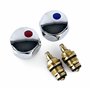 Couvercles de Tête Standard Wärmer Système pour Robinets Chaud & Froid 1/2'' - Métal Plaqué Chrome avec Boutons Rouges et Bleus