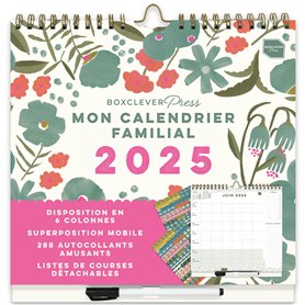 Boxclever Press ‘Mon Calendrier Familial’. Calendriers muraux à 6 colonnes. Calendrier 2025 mural de jan - déc 25. Calendrier fa